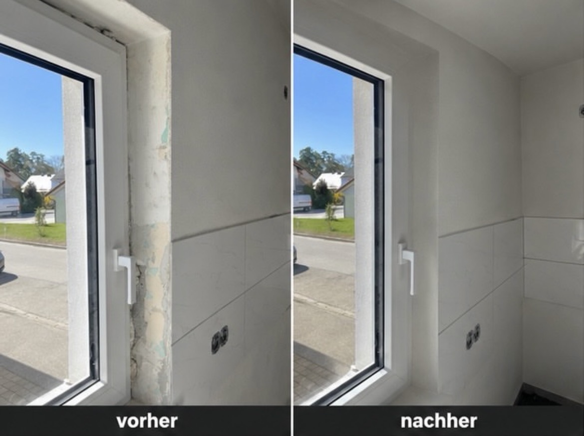 Fensterlaibung saniert – vorher und nachher
